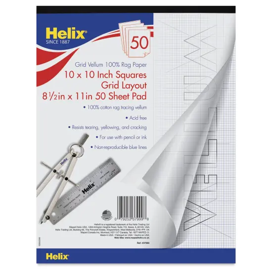 Helix Grid Vellum Paper Pad - 10 x 10, 8-1/2" x 11" {1}