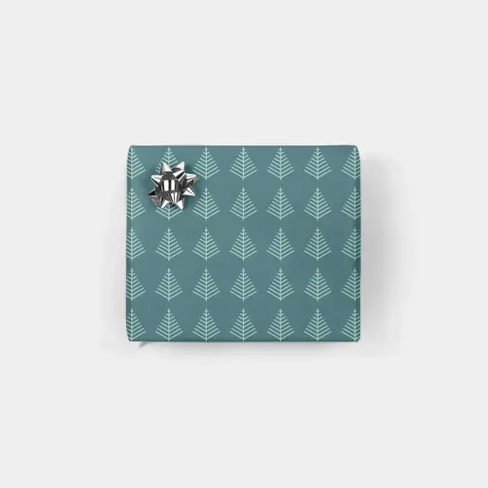 Blue Minimal Christmas Trees Holiday Gift Wrap {1}