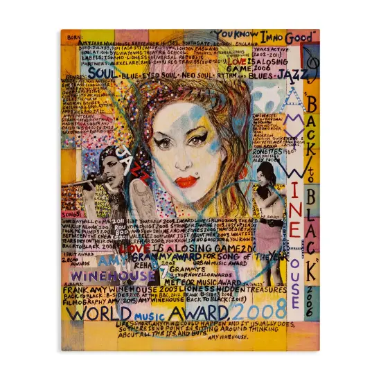 Stupell Industries Amy Winehouse Collage Canvas Wall Art Design by Sabin {1}