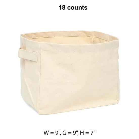 Burlap/Canvas Storage Basket 9" x 9" x 7" Versatile and Durable {1}