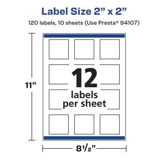 Avery Glossy Clear Square Labels with Sure Feed, 2" x 2" {5}