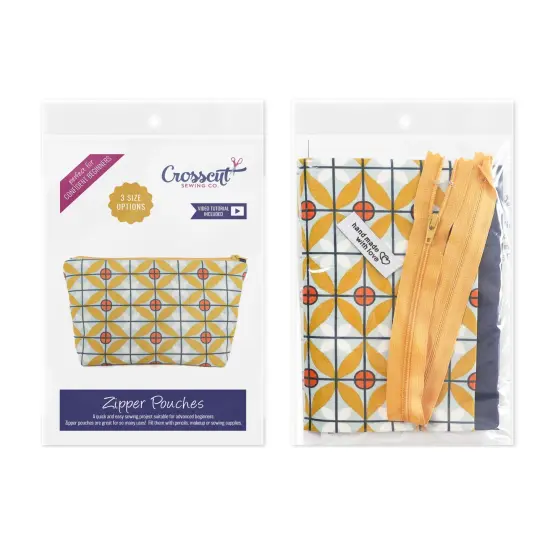 Crosscut Sewing Co.&reg; Zipper Pouch Sewing Project Kit for Beginners with Fabric, Instructions and Video Tile {2}