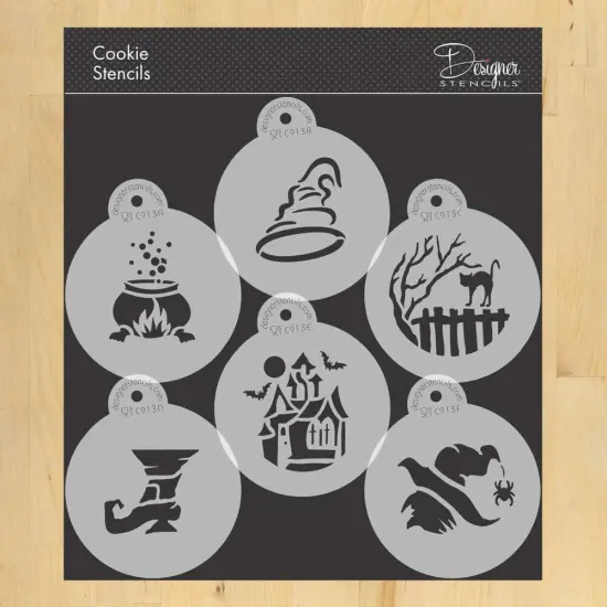 Large Halloween Cookie Stencil Set | C913 by Designer Stencils | Stencils for Royal Icing, Airbrush, Dusting Powder | {1}