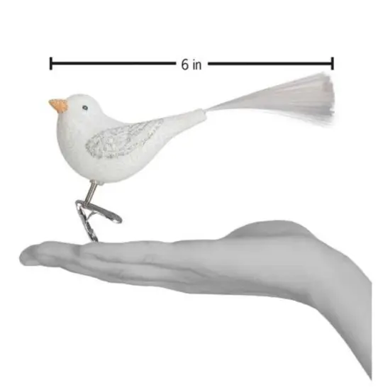 Old World Christmas 2.5 Inch Sparkling Snowbird Christmas Tree Ornament , Clip On Joy Happiness White {2}