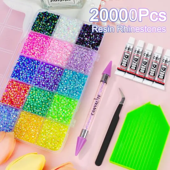 18000Pcs 3mm Flatback Jelly Rhinestones with Glue & Picker &ndash; 15 Mix Colors {2}