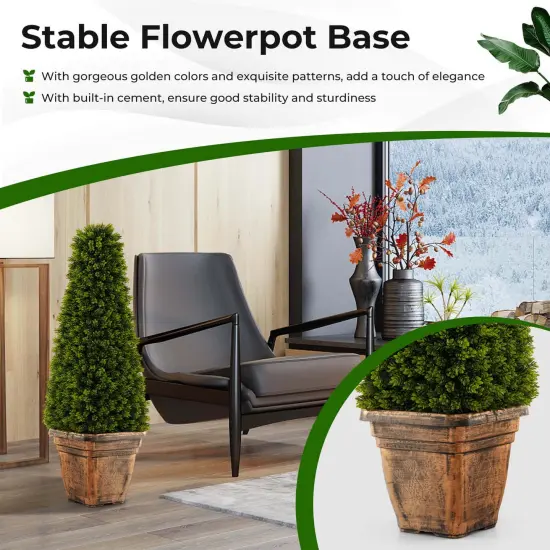 Costway 3 FT Artificial Boxwood Topiary Tree Potted Fake Tree Indoor & Outdoor Faux Tree {6}