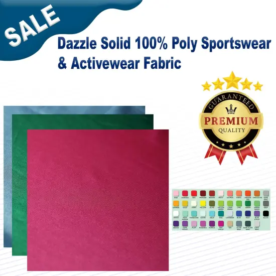 Dazzle Solid 100% Poly Sportswear & Activewear Fabric Silver {2}