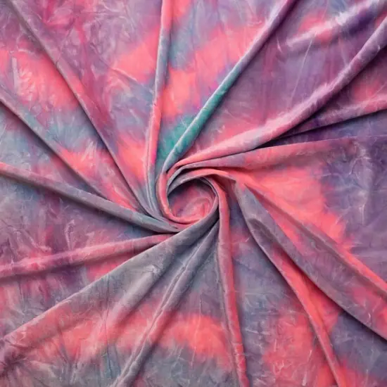 Renegade Tie Dyed Stretch Velvet Fabric Aqua {7}