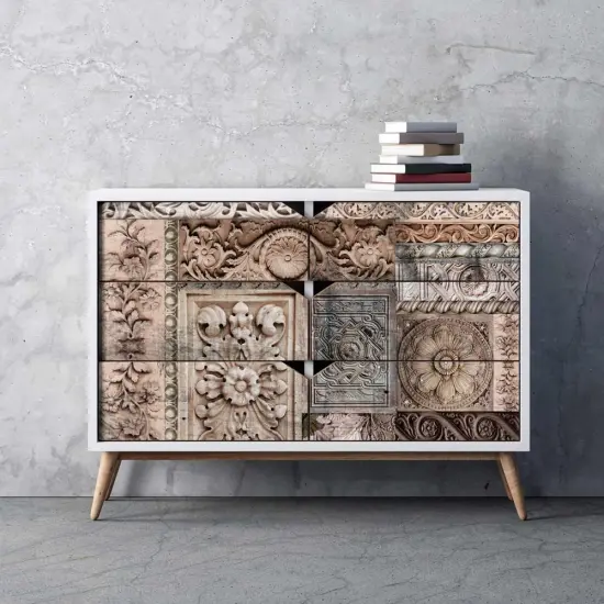 A1 Decoupage Fiber - Carved Stonework - 1 sheet, A1 size {4}