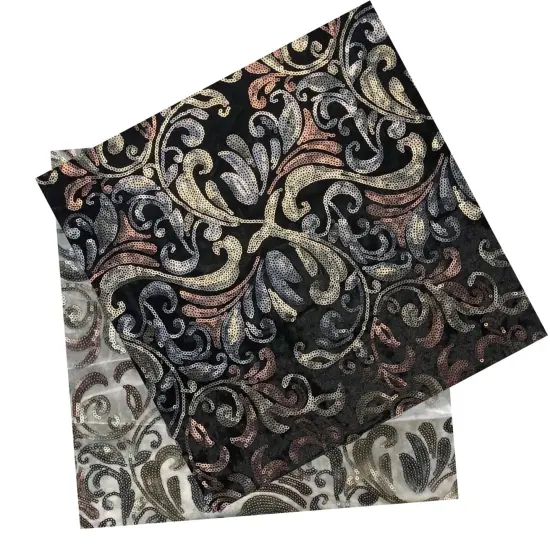 Arabella Stretch Velvet Sequin Fabric Ivory {7}