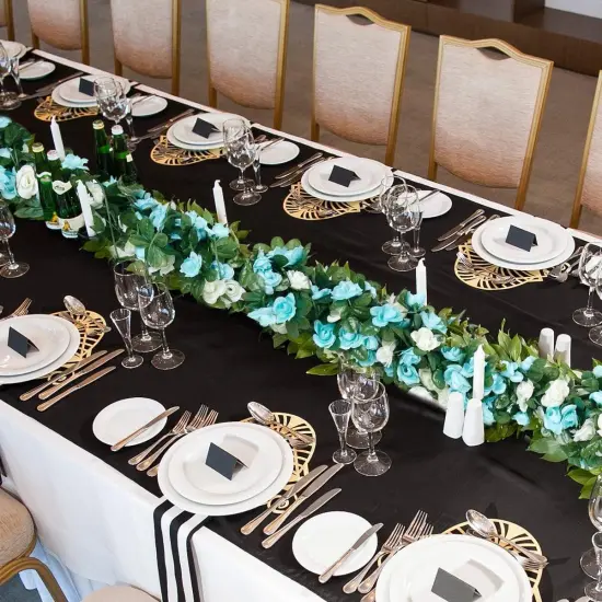 Artificial Rose Rattan Garland Fake Rose Vine Hanging Rose Ivy Baby Blue Flowers for Oh Boy Baby Shower Home Wedding Party Garden Craft Art Decoration {4}