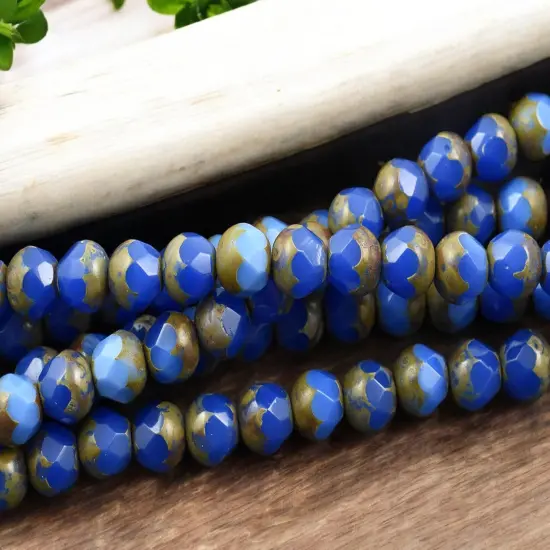 *19* 8mm Pacific Blue Opal Picasso Central Cut Beads {4}