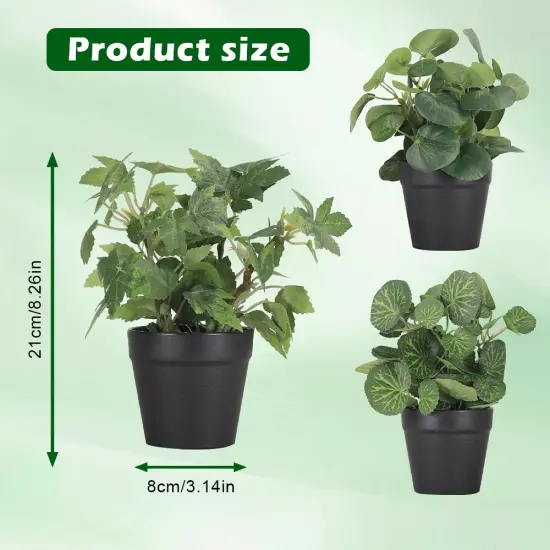 Mini Fake Plants Set of 3 - Small Lifelike Artificial Potted Plants in Ceramic Pots for Home, Office Desk, Bathroom Shelf, Farmhouse Decor {3}