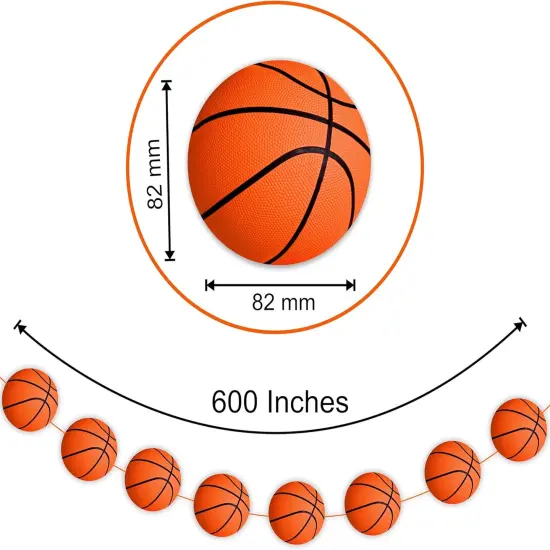 100 Pcs Basketball Garland for Party Banners Sports Theme Party Hanging Decorations Basketball Paper Garland Basketball Birthday Party Slam Dunk Party March Madness Party Decoration {3}