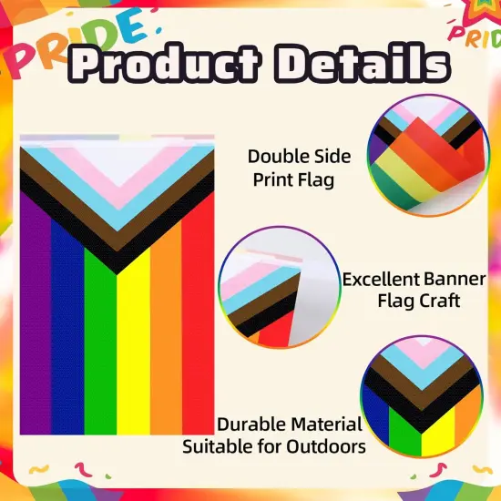 100 Pcs Progress Pride Flags Banner, 105 Feet Gay Rainbow Banner String Lesbian Pansexual Bisexual LGBTQ Pennant Flags Bunting for Home Garden Bars Pride Month LGBT Party Decorations {4}