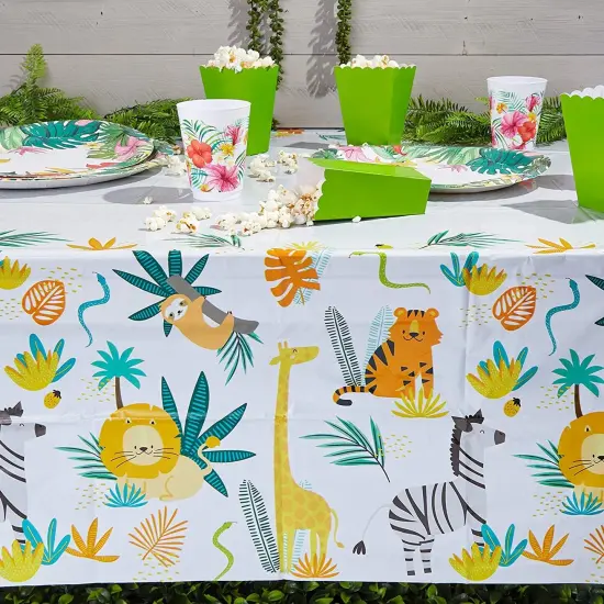 Safari Tablecloths for Birthday Party Decorations (54 x 108 in, 3 Pack) Yellow {3}