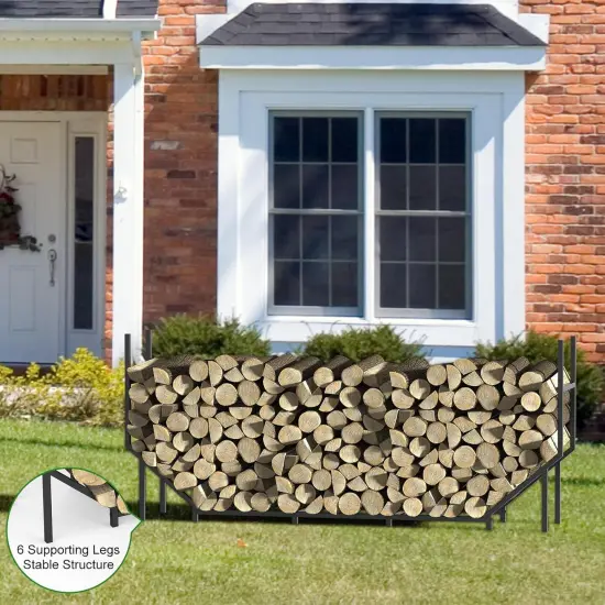 6FT Heavy-Duty Outdoor/Indoor Firewood Rack &ndash; Large Capacity Log Holder for Fireplace, Fire Pit, or Garage, Weather-Resistant Metal Storage with Elevated Base {6}