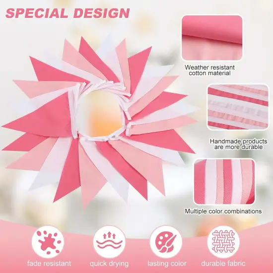 Pink Pennant Banner Triangle Flag Bunting Garland for Wedding Birthday Baby Shower Graduation Decoration 33 Feet 30 Pieces {3}