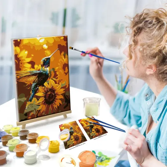 Hummingbird Paint by Numbers Kit for Adults with Frame Landscape Paint by Number with Easel DIY Flower Adult Paint by Number Kits Sunflower Paint by Numbers Kit for Home Wall Decor {2}