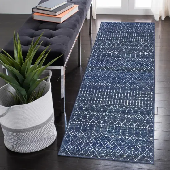 Moroccan Washable Runner Rug 2x6, Non Slip Hallway Runners No Shedding, Soft Low Pile Carpet Rugs for Hallway, Kitchen, Entryway, Bedroom - Blue {1}