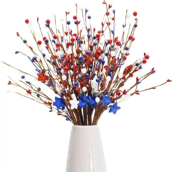 Set of 6 17inch Red, White & Blue Artificial Flower Independence Day Table Centerpiece {1}