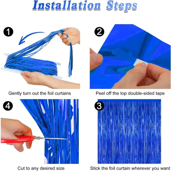 2 PCS Tinsel Backdrop, 3.28 FT x 7.05 FT Dark Blue Backdrop Curtains, Metallic Passover Fringe Curtains Party Streamer, Navy Blue Party Supplies Party Decorations Photo Props {3}