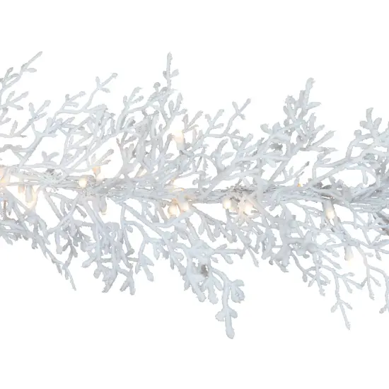Northlight Pre-Lit Flocked Twig Artificial Christmas Garland - 9' x 14" - LED Warm White Lights {7}