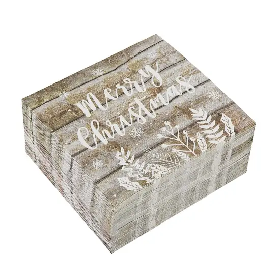 Juvale 100 Pack Christmas Paper Napkins, Wood Panel Design Holiday Party Supplies, 6.5 x 6.5 Inches, Rustic Christmas Cocktail Napkins {5}