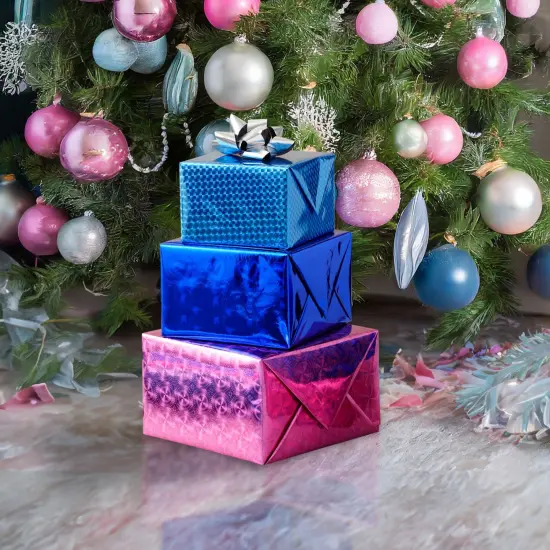 Holographic Wrapping Paper - Iridescent, Metallic Gift Wrap for Birthday, Christmas (3 Rolls, 3 Designs, 208 x 17.3 In Per Roll, 73.5 Sq Ft Total) {2}