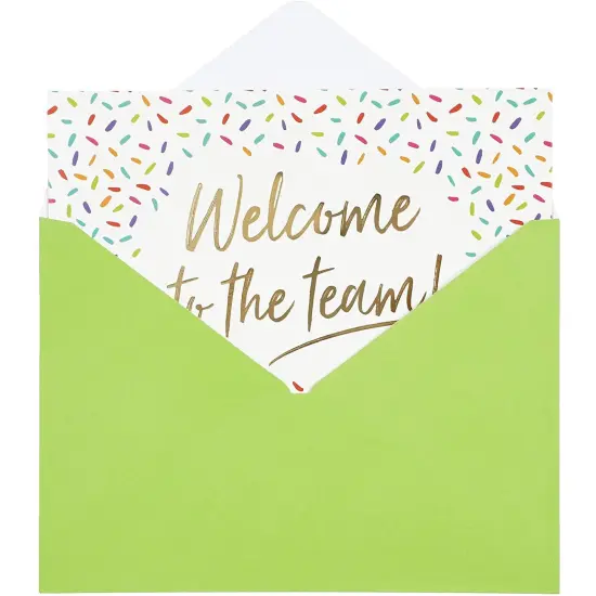 36 Pack Welcome to the Team Cards Bulk, New Hire Welcome Gift for Employees (Gold Foil and Confetti Design, Green Envelopes, 5x7 in) Multicolor {6}