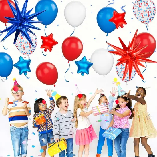 Metallic Blue Star Balloons - 26 Inch, Pack of 50 | Starburst & Spike Designs for Blue Birthday & Party Decorations {4}