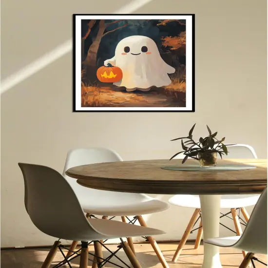 Ghost Holding a Pumpkin Lantern Paint by Number {2}