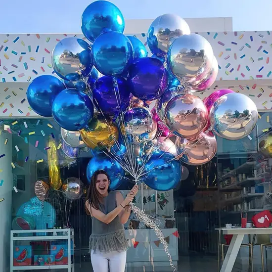 Dark Blue Balloons, 6 pcs Blue Foil Balloons, 22 inch Giant 4D Foil Balloons and Ribbon, Large Mylar Balloons, Balloons for Birthday Decorations, Wedding Decorations, Party Decorations {2}