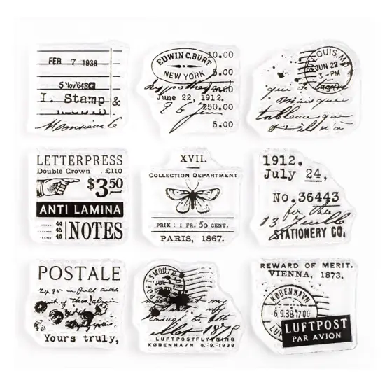 1 inch Small Vintage-Style Collage Stamps on 4x4 inch Sheet by Wintertime Crafts {1}