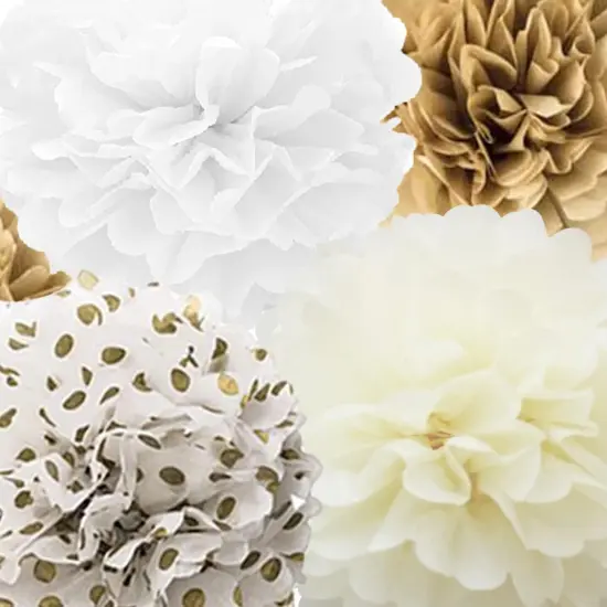 Tissue Paper Pompoms Ceiling Decors Paper Flower 22 Pcs Khaki ,Beige, White Paper Flower Ball for Birthday Bachelorette Wedding Baby Shower Gender Reveal Bridal Shower Party Decoration {3}