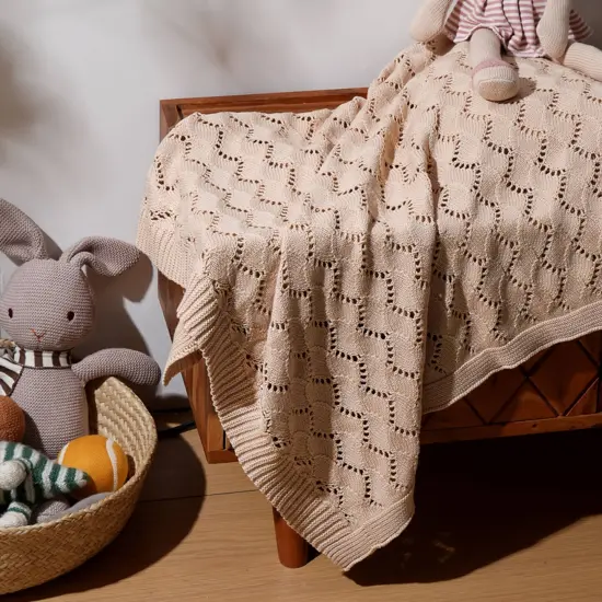 Cotton Paintal Chevron Baby Soft Blanket - 30" x 39" Beige {1}