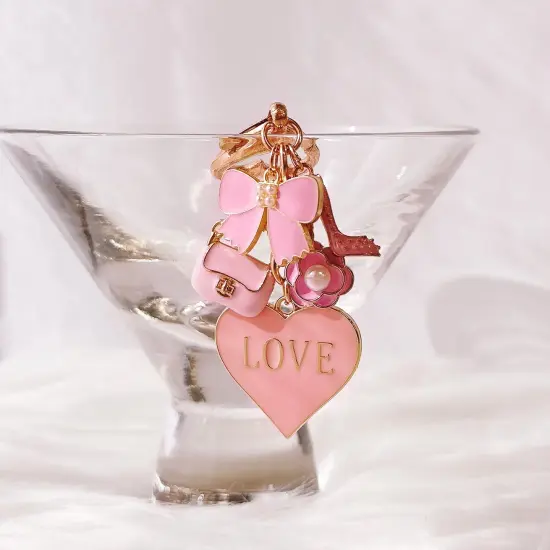 Wrapables Pink Charms Love Heart High Heel Handbag Keychain {4}
