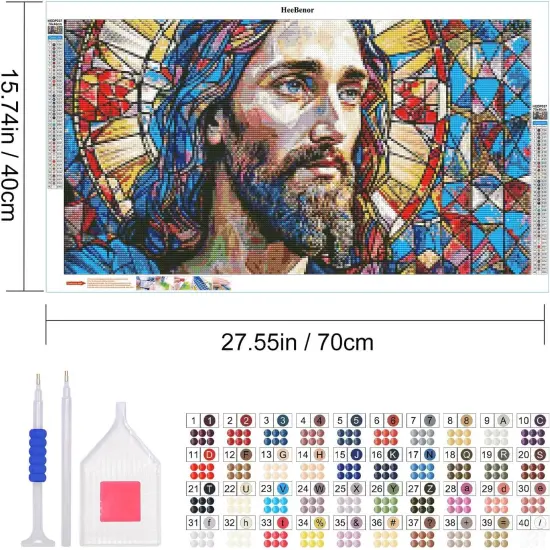 Large Diamond Painting Kits, 5D Jesus Diamond Art Kits for Adults, DIY Full Drill Jesus Diamond Art Painting, Large Gem Art Kits for Home Wall Decor 27.5X15.7 Inch {2}