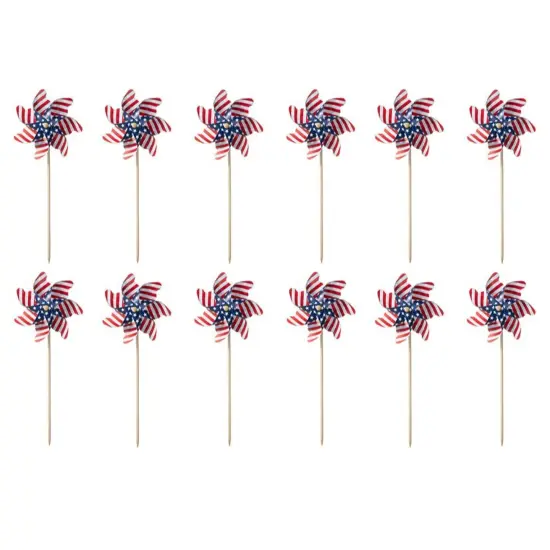 24"H Set of 12 Plastic Stars&Stripes Patriotic/ Americana Windmills {2}