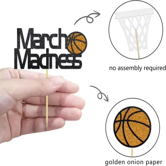 24Pcs Basketball Cupcake Toppers for Basketball Party Decorations, Basketball March Madness Cupcake Toppers, Basketball Theme Birthday Party Decorations {2}