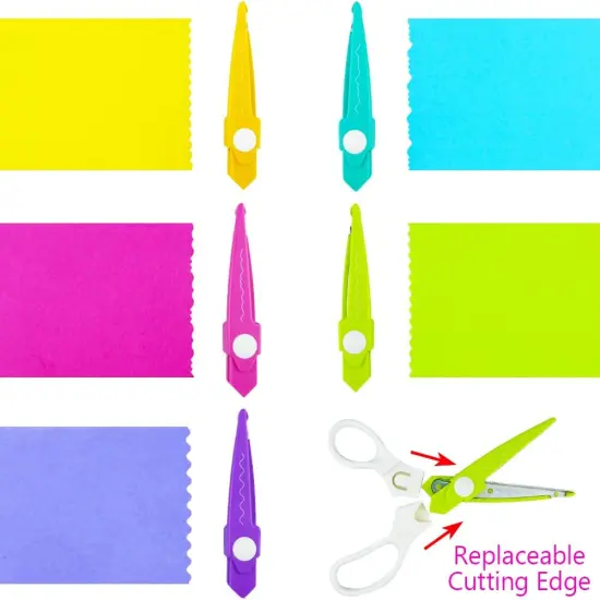 Decorative Paper Scissors Set, 5 Pairs Zig Zag Edges With Portable Organizing Container, Great for DIY Wavy Cutting, Crafts, Scrapbooking, Paper Quilling and Kid's Designs {5}