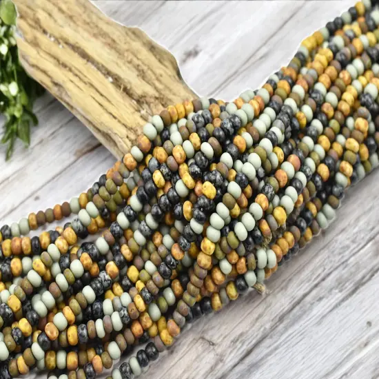 6/0 Aged Matte Bonzai Picasso Mix Seed Beads (22" Strand) {2}