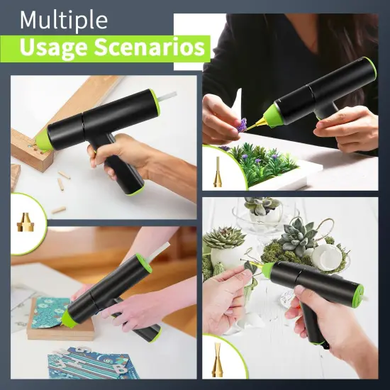 Hot Glue Gun Kit, Cordless Glue Gun with Stand USB Rechargeable Fast Preheating Auto Shut-Off Mini Hot Melt Glue Gun Tool for DIY Crafts Arts School Home Quick Repair (Green) {5}