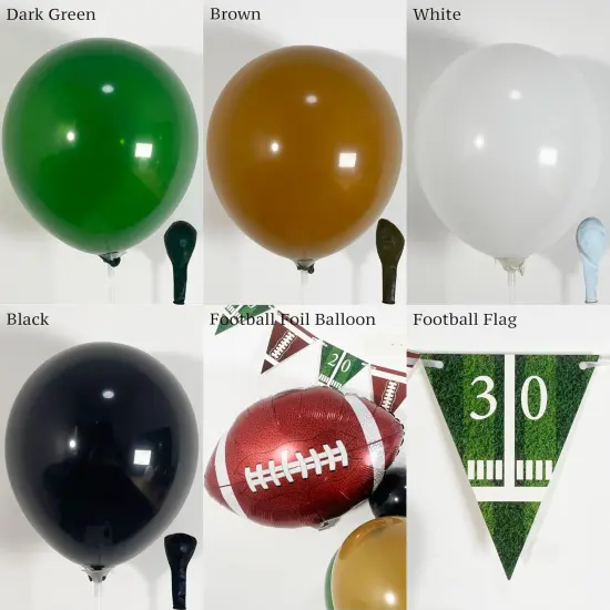 128Pcs Football Party Balloon Arch Garland Kit: Dark Green, Brown, White & Black Balloons with Football Foil Balloon and Banner for Super Bowl Party, Game Celebrations & Sports Themed Events {4}