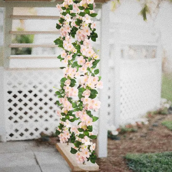 Artificial Cherry Blossom Flower Vine Hanging Champagne Cherry Blossom Flower Silk Garland Hanging Vines Faux Flowers for Outdoors Spring Wedding Party Home Table Centerpiece Arrangement Decor {3}