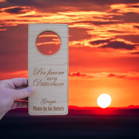 Italian Language - Please Do Not Disturb - Door Hanger - Raw Wood 9x4 {5}