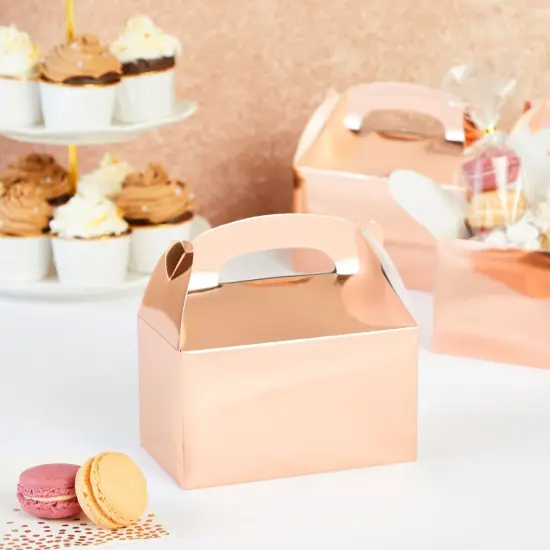 24-Pack Treat Boxes - Candy Gable Boxes for Party Favors, Birthday, Wedding, Baby Shower (Rose Gold, 6.2x3.5x3.6 In) Pink {2}