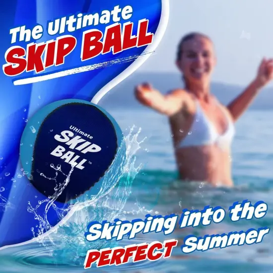 Ultimate Skip Ball (Navy/Teal) Fun Lake Toys & Beach Gear Stuff - Cool Swimming Pool Accessories for Outside Games - Best for Kids Ages 7-14 to Toss, Catch & Skipping - Gifts for Tweens & Teens {2}