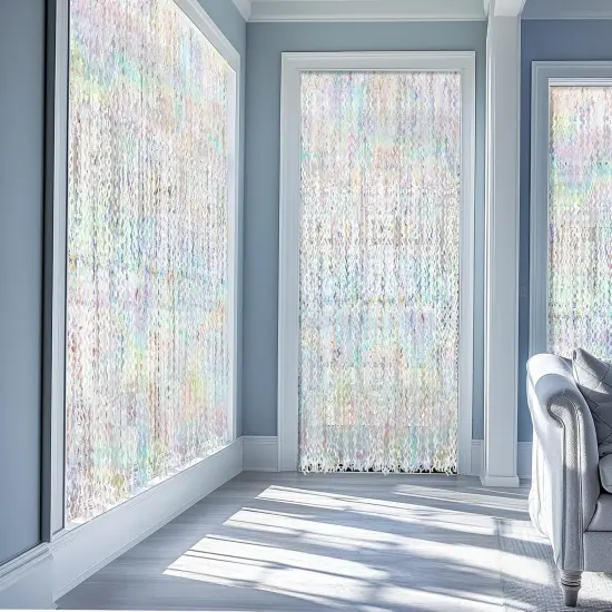 2 Pack Iridescent Wavy Foil Fringe Curtain,3.3x6.6 ft Color Changing Tinsel Backdrop for Birthday, Baby Shower, Wedding, Bachelorette, and Holiday Party D&eacute;cor {5}