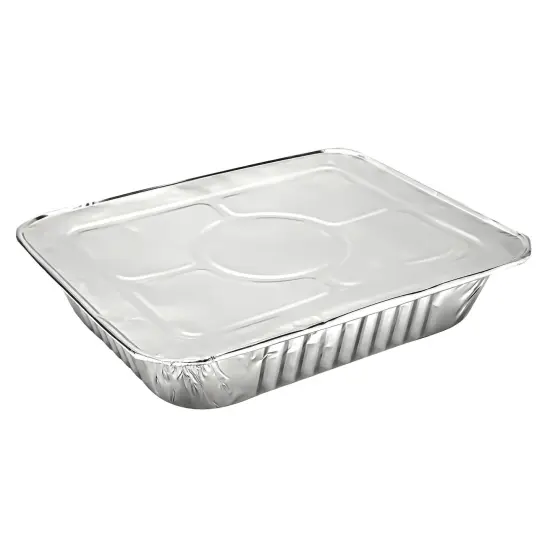 20-Pack Half Size Aluminum Pans with Lids - 9x13 Disposable Tin Foil Catering Trays for Baking, Roasting Food, Chafing Dish Silver {4}